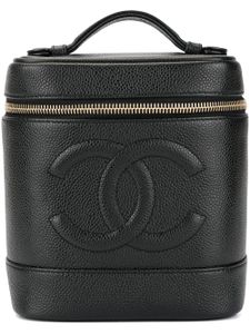 Chanel Pre-Owned CC logos cosmetic vanity hand bag - Black