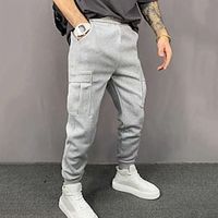 Men's Sweatpants Joggers Cargo Sweatpants Pocket Drawstring Elastic Waist Plain Comfort Breathable Casual Daily Holiday Sports Fashion Grey miniinthebox