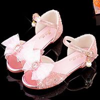 Girls' Sandals Flower Girl Shoes Princess Shoes School Shoes Rubber PU Little Kids(4-7ys) Big Kids(7years ) Daily Party  Evening Walking Shoes Rhinestone Bowknot Sparkling Glitter Blue Pink Silver miniinthebox - thumbnail