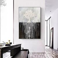 Modern Abstract painting Hand Painted Canvas tree oil Painting black white gray painting Wall Art Picture Home Decoration for Living Room wall painting Lightinthebox