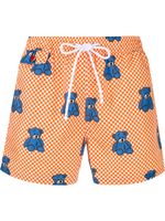 Kiton bear print checkered swim shorts - ORANGE