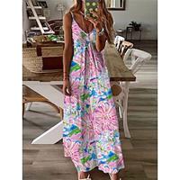 Women's Casual Dress Summer Dress Slip Dress Floral Graphic Backless Print Strap Long Dress Maxi Dress Stylish Daily Date Sleeveless Summer Lightinthebox