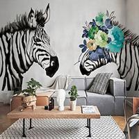 Cool Wallpapers Flower Zebra Wallpaper Wall Mural Roll Wall Covering Sticker Peel and Stick Removable PVC/Vinyl Material Self Adhesive/Adhesive Required Wall Decor for Living Room Kitchen Bathroom Lightinthebox