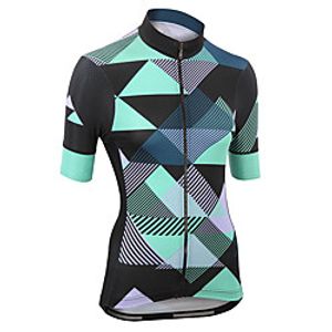21Grams Women's Short Sleeve Cycling Jersey Summer Spandex Polyester Green Stripes Bike Jersey Top Mountain Bike MTB Road Bike Cycling Quick Dry Moisture Wicking Breathable Sports Clothing Apparel Lightinthebox