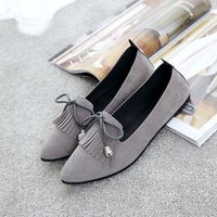 Bowknot Tassel Pointed Toe Flat Slip On Shoes For Women