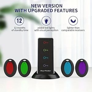 Wireless Key Finder with Anti-Lost Alarm 1 Transmitter and 4 Receivers for Phone Pets Keychain Wallet Luggage and More Lightinthebox