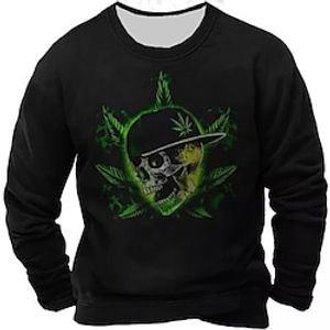 Men's Unisex Sweatshirt Pullover Navy Blue Black Crew Neck Skull Graphic Prints Print Daily Sports Holiday 3D Print Streetwear Designer Casual Spring   Fall Clothing Apparel Hoodies Sweatshirts  Lightinthebox