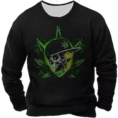 Men's Unisex Sweatshirt Pullover Navy Blue Black Crew Neck Skull Graphic Prints Print Daily Sports Holiday 3D Print Streetwear Designer Casual Spring   Fall Clothing Apparel Hoodies Sweatshirts  Lightinthebox