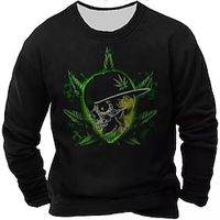 Men's Unisex Sweatshirt Pullover Navy Blue Black Crew Neck Skull Graphic Prints Print Daily Sports Holiday 3D Print Streetwear Designer Casual Spring   Fall Clothing Apparel Hoodies Sweatshirts  Lightinthebox - thumbnail