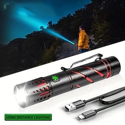 Rechargeable LED Flashlight 30W Spotlight Zoom Function for Outdoor Camping FishingHiking Lightinthebox