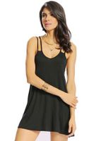 Women Sexy Loose Backless Cross Strap Camisole V-neck Mini Dress