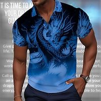 Dragon Guardian x LU | Men's Dragon Loong Mythical Creature Dark Style Streetwear Polo Short Sleeves Lightinthebox