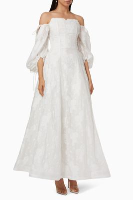Corset Gown with Floral Embroidery Corset Gown with Floral Embroidery