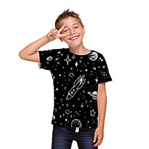 Kids Boys' T shirt Tee Short Sleeve 3D Print Graphic Unisex Print Black Children Tops Summer Active Daily Wear Regular Fit 3-12 Years miniinthebox