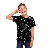 Kids Boys' T shirt Tee Short Sleeve 3D Print Graphic Unisex Print Black Children Tops Summer Active Daily Wear Regular Fit 3-12 Years miniinthebox - thumbnail