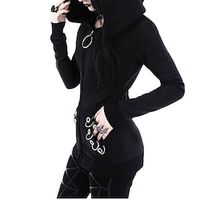 Women's Casual Jacket Hoodie Jacket Warm Breathable Daily Wear Vacation with Pockets Zipper Hoodie Comfortable Street Style Solid Color Loose Fit Outerwear Long Sleeve Winter Fall Black S M L XL XXL Lightinthebox - thumbnail