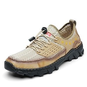 Men's Loafers  Slip-Ons Sporty Outdoor Leather Mesh Khaki Brown Blue Fall Summer Lightinthebox