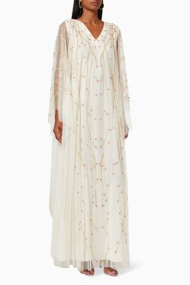 Floral Embroidered Kaftan in Tulle Floral Embroidered Kaftan in Tulle