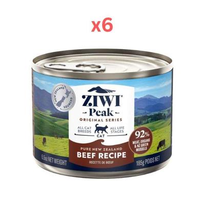 Ziwi Peak Beef Recipe Wet Cat Food 185G (Pack Of 6)