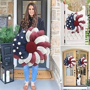 Independence Day Wreath Patriot Wreath American Flag Red White Blue Star Decoration Red Head Wreath Door Hanging Lightinthebox