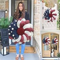 Independence Day Wreath Patriot Wreath American Flag Red White Blue Star Decoration Red Head Wreath Door Hanging Lightinthebox - thumbnail