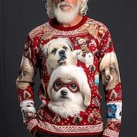 Dog Casual Men's Knitting Print Ugly Christmas Sweater Pullover Sweater Jumper Knitwear Outdoor Daily Vacation Christmas Long Sleeve Crewneck Sweaters Wine Red Brown Fall Winter S M L Sweaters Lightinthebox - thumbnail