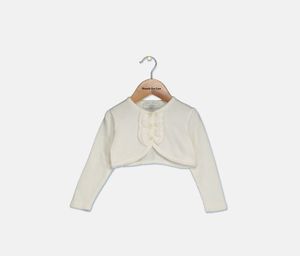Baby Girls Long Sleeve Cropped Cardigan  Ivory