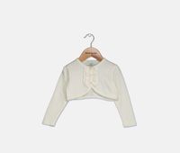 Baby Girls Long Sleeve Cropped Cardigan  Ivory - thumbnail