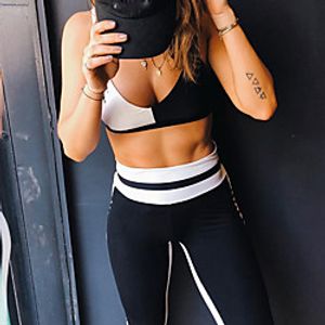 Women's Sweatsuit 2 Piece Strapped Neck Spandex Color Block Sport Athleisure Clothing Suit Moisture Wicking Breathable Soft Comfortable Exercise  Fitness Running Everyday Use Street Casual Daily Lightinthebox