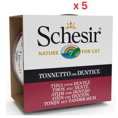 Schesir Cat Wet Food Tuna With Dentex 85G Can (Pack Of 5)