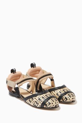 Ballerinas in FF Woven Raffia