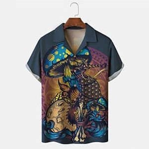 Men's Shirt Graphic Shirt Animal Turndown Royal Blue 3D Print Street Daily Short Sleeve 3D Button-Down Clothing Apparel Fashion Designer Casual Breathable Lightinthebox