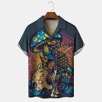 Men's Shirt Graphic Shirt Animal Turndown Royal Blue 3D Print Street Daily Short Sleeve 3D Button-Down Clothing Apparel Fashion Designer Casual Breathable Lightinthebox - thumbnail