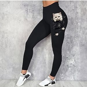 Women's Leggings Black Mid Waist Sports Fashion Leisure Sports Weekend Print Stretchy Ankle-Length Comfort Animal S M L XL XXL  Skinny Lightinthebox