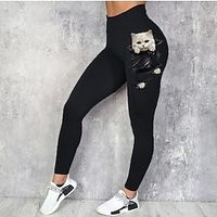 Women's Leggings Black Mid Waist Sports Fashion Leisure Sports Weekend Print Stretchy Ankle-Length Comfort Animal S M L XL XXL  Skinny Lightinthebox - thumbnail