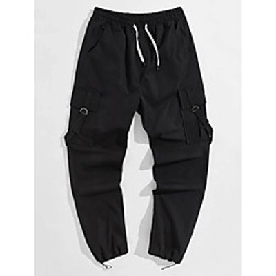 Men's Cargo Punk Gothic Daily Active Tactical Cargo Pants Solid Color Full Length Pocket Black miniinthebox Men's Cargo Punk Gothic Daily Active Tactical Cargo Pants Solid Color Full Length Pocket Black miniinthebox