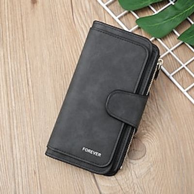 Women's Wallet Coin Purse Mobile Phone Bag Credit Card Holder Wallet Polyester PU Leather Valentine's Day Daily Zipper Large Capacity Solid Color Wine Black Pink Lightinthebox