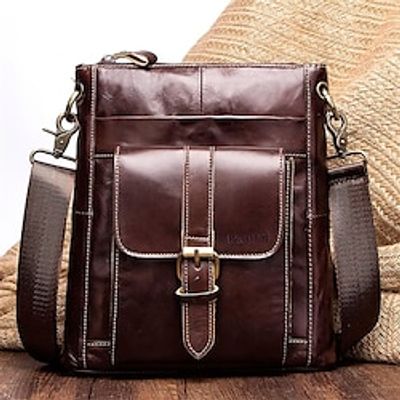 Men's Crossbody Bag Shoulder Bag Messenger Bag Nappa Leather Cowhide Daily Zipper Solid Color Brown Lightinthebox Men's Crossbody Bag Shoulder Bag Messenger Bag Nappa Leather Cowhide Daily Zipper Solid Color Brown Lightinthebox