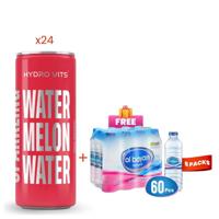 Hydro Vits Watermelon Water 320Ml Pack of 24 + Free Al Bayan Water 500Ml Pack of 12 (x5)