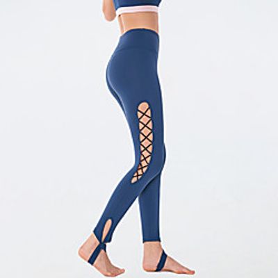Women's High Waist Yoga Pants Stirrup Pants Bottoms Tummy Control Moisture Wicking Quick Dry Solid Color Amethyst Black Blue Nylon Yoga Fitness Gym Workout Summer Sports Activewear Stretchy Slim Lightinthebox