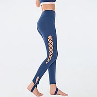 Women's High Waist Yoga Pants Stirrup Pants Bottoms Tummy Control Moisture Wicking Quick Dry Solid Color Amethyst Black Blue Nylon Yoga Fitness Gym Workout Summer Sports Activewear Stretchy Slim Lightinthebox - thumbnail