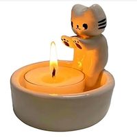 Cartoon Kitten Candle Holder - Decorative Home Ornament Perfect for Setting a Playful Atmosphere Lightinthebox