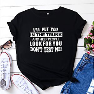 Women's T shirt Graphic Text Letter Print Round Neck Basic Tops 100% Cotton White Red Yellow miniinthebox