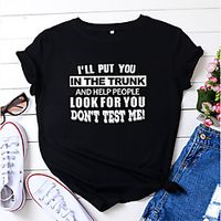 Women's T shirt Graphic Text Letter Print Round Neck Basic Tops 100% Cotton White Red Yellow miniinthebox - thumbnail