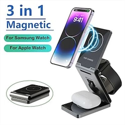 Magsafe foldable 3 in 1 metal wireless charger multifunctional aluminum alloy magnetic wireless charging miniinthebox