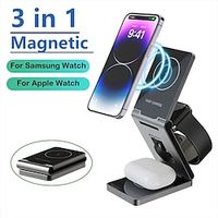 Magsafe foldable 3 in 1 metal wireless charger multifunctional aluminum alloy magnetic wireless charging miniinthebox - thumbnail
