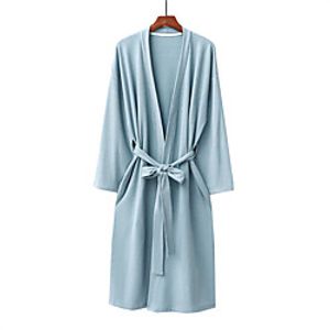 Women's Warm Gift Robes Gown Pajamas Bathrobes Home Daily Bed Vacation Lace up Pure Color Polyester Simple Fashion Soft Fall Winter V Wire Long Sleeve Lace Up Lightinthebox