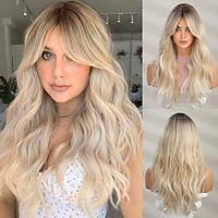 Long Mixed Blonde Wavy Wigs for Women Synthetic Hair Wig for Daily Use Lightinthebox