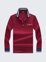 Mens Patchwork Button Solid Color Polo Shirts