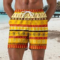 Ethnic Print Men's Board Shorts Hawaiian Shorts Swim Trunks Drawstring with Mesh lining Elastic Waist Holiday Beach Short Lightinthebox